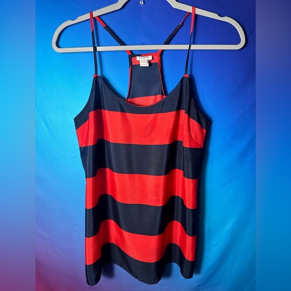 J. crew | Women’s 4 Navy Blue and Red Striped Racerback Camisole Tank Top Blouse - Picture 2 of 5